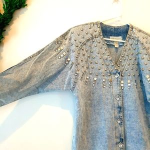 Vintage Rhinestone & Stud embellished Denim Shirt